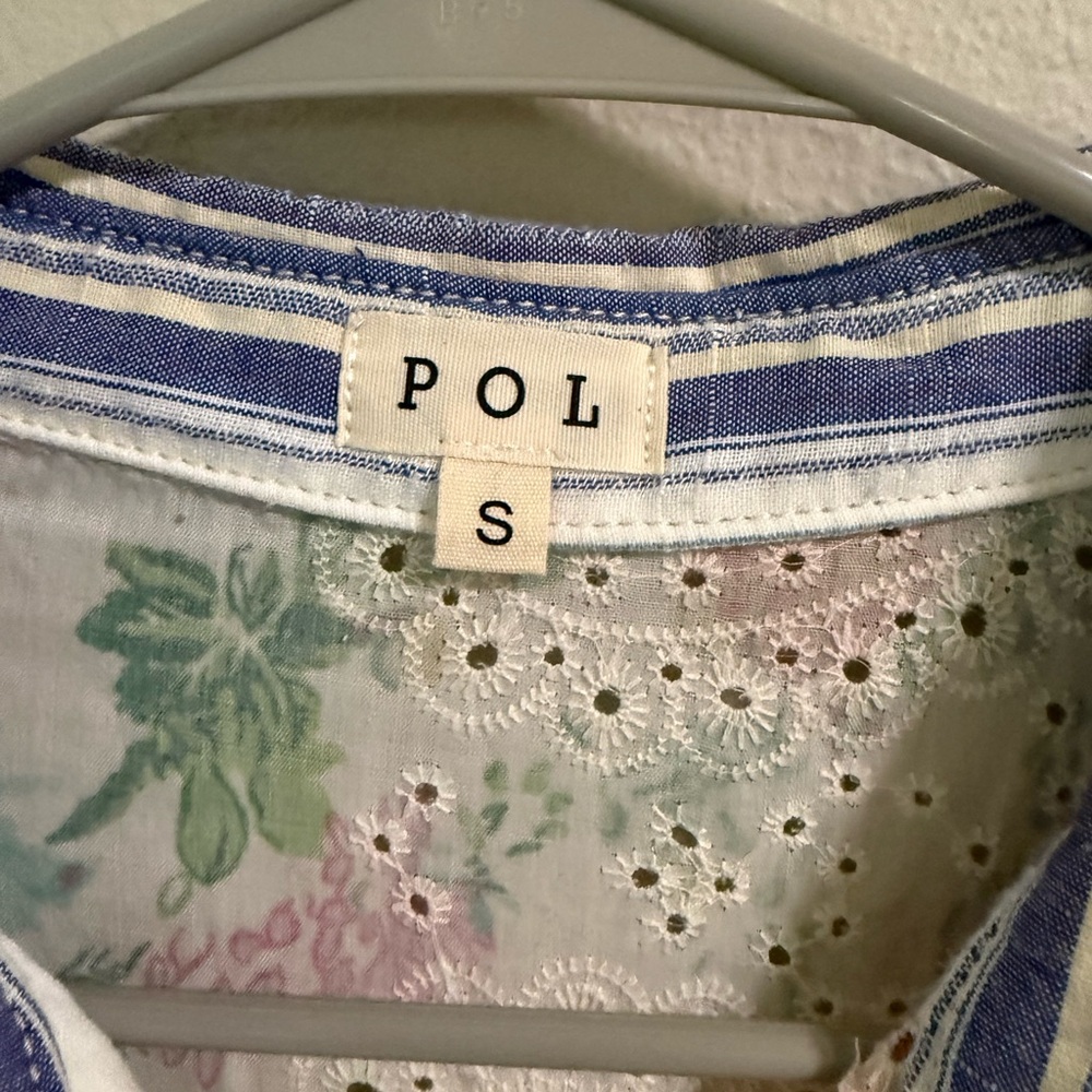 Pol Patchwork Floral Stripe Button Down Shirt Siz… - image 3